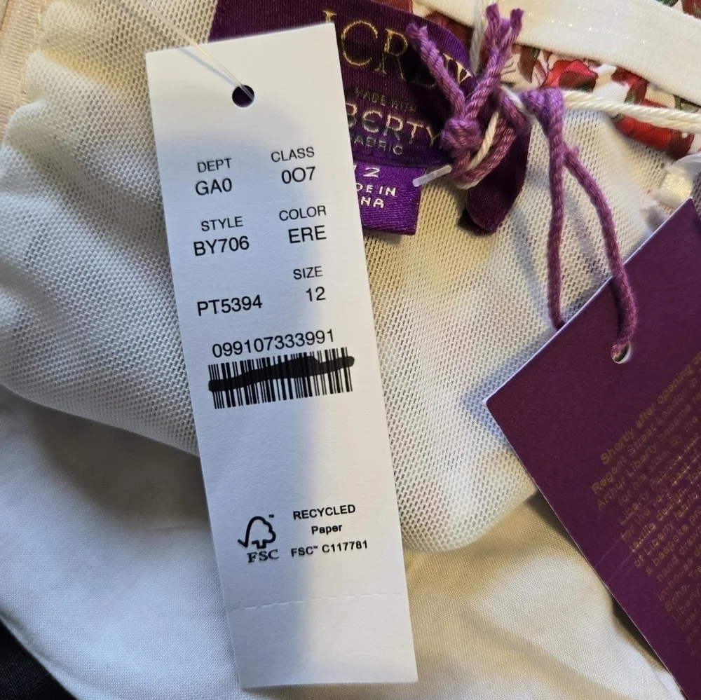 J. Crew Cropped Liberty® Strawberry Top Sz 12 NWT Festival Boho Y2K Coquette - Picture 8 of 12